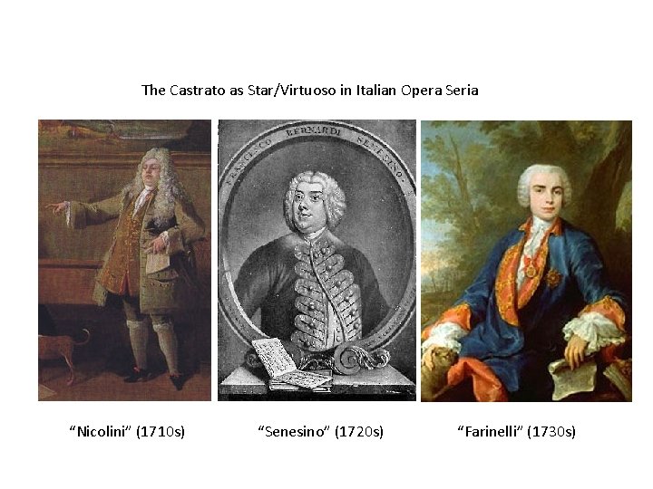 The Castrato as Star/Virtuoso in Italian Opera Seria “Nicolini” (1710 s) “Senesino” (1720 s)