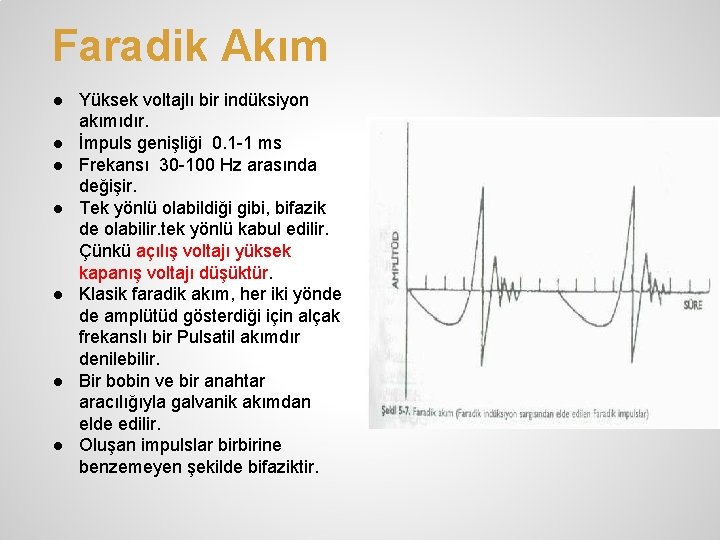 Faradik Akım ● Yüksek voltajlı bir indüksiyon akımıdır. ● İmpuls genişliği 0. 1 -1 Faradik Akım ● Yüksek voltajlı bir indüksiyon akımıdır. ● İmpuls genişliği 0. 1 -1