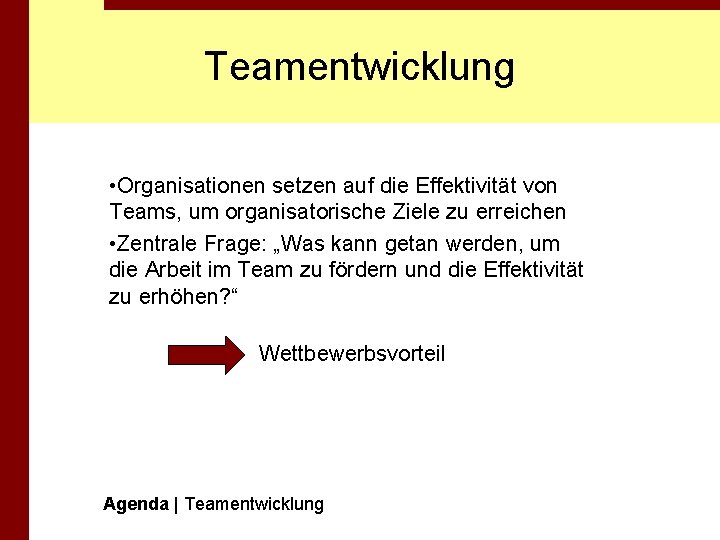 Teamentwicklung • Organisationen setzen auf die Effektivität von Teams, um organisatorische Ziele zu erreichen