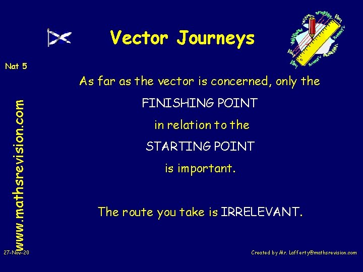 Vector Journeys Nat 5 www. mathsrevision. com As far as the vector is concerned,