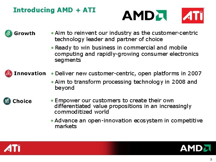 Introducing AMD + ATI • Aim to reinvent our industry as the customer-centric technology