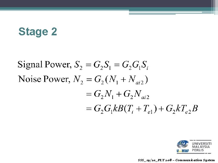 Stage 2 SSS_19/20_PLT 208 – Communication System 