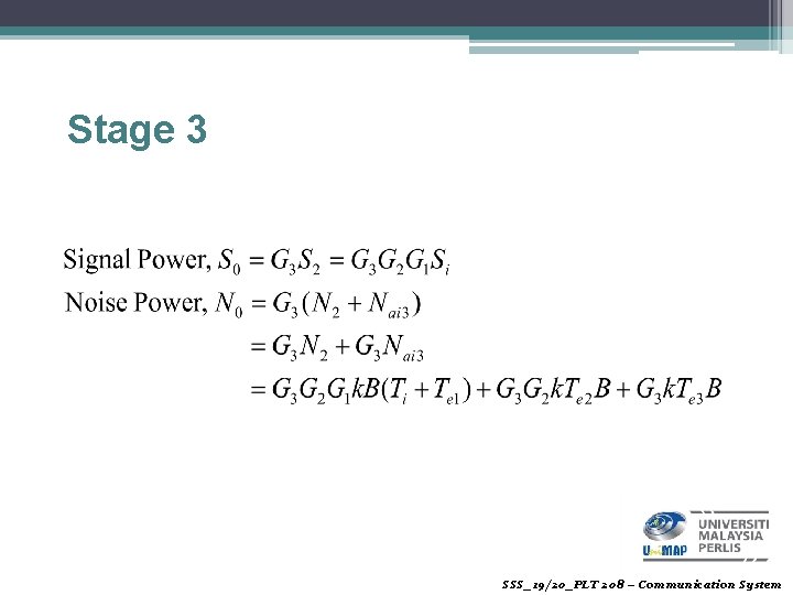 Stage 3 SSS_19/20_PLT 208 – Communication System 