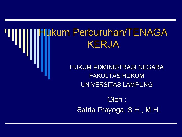 Hukum Perburuhan/TENAGA KERJA HUKUM ADMINISTRASI NEGARA FAKULTAS HUKUM UNIVERSITAS LAMPUNG Oleh : Satria Prayoga,