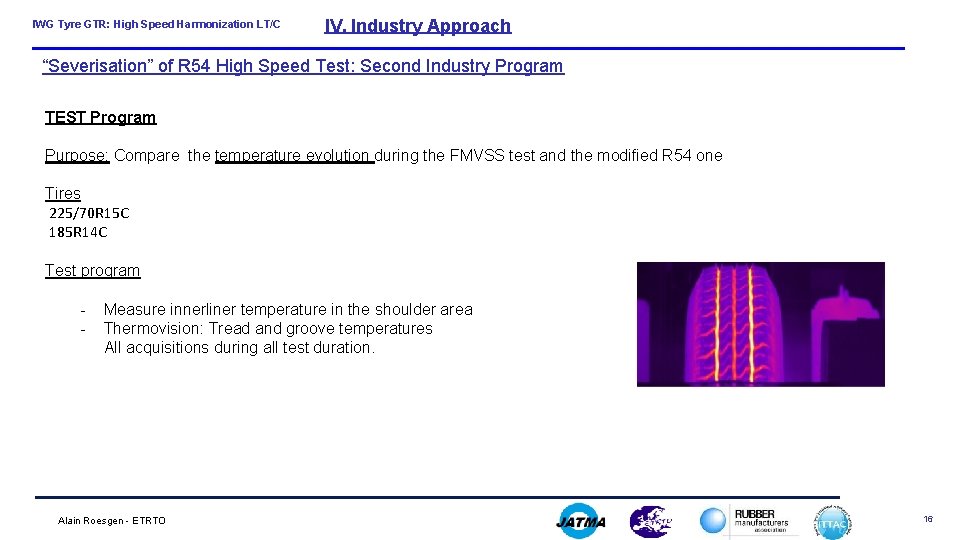 IWG Tyre GTR: High Speed Harmonization LT/C IV. Industry Approach “Severisation” of R 54