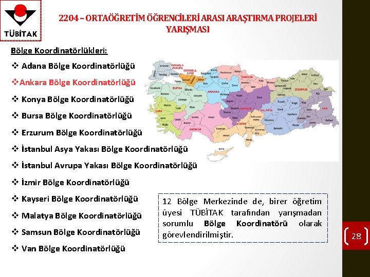 2204 – ORTAÖĞRETİM ÖĞRENCİLERİ ARASI ARAŞTIRMA PROJELERİ YARIŞMASI Bölge Koordinatörlükleri: v Adana Bölge Koordinatörlüğü