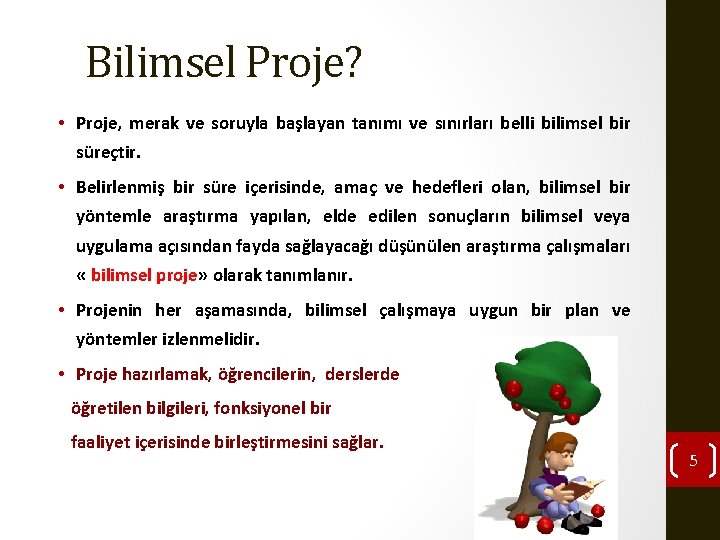 Bilimsel Proje? • Proje, merak ve soruyla başlayan tanımı ve sınırları belli bilimsel bir