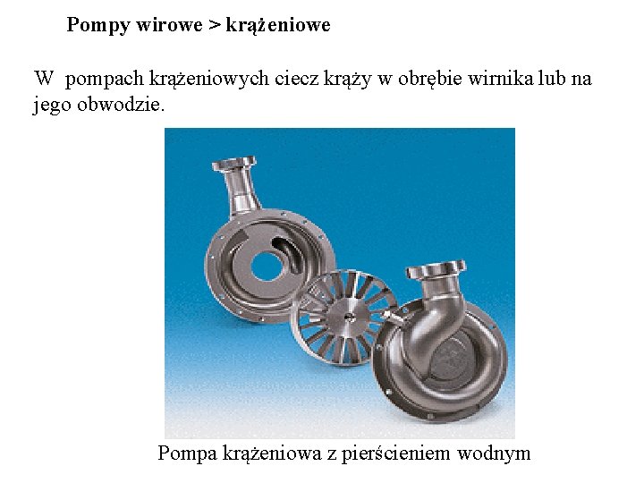 Pompy wirowe > krążeniowe W pompach krążeniowych ciecz krąży w obrębie wirnika lub na Pompy wirowe > krążeniowe W pompach krążeniowych ciecz krąży w obrębie wirnika lub na