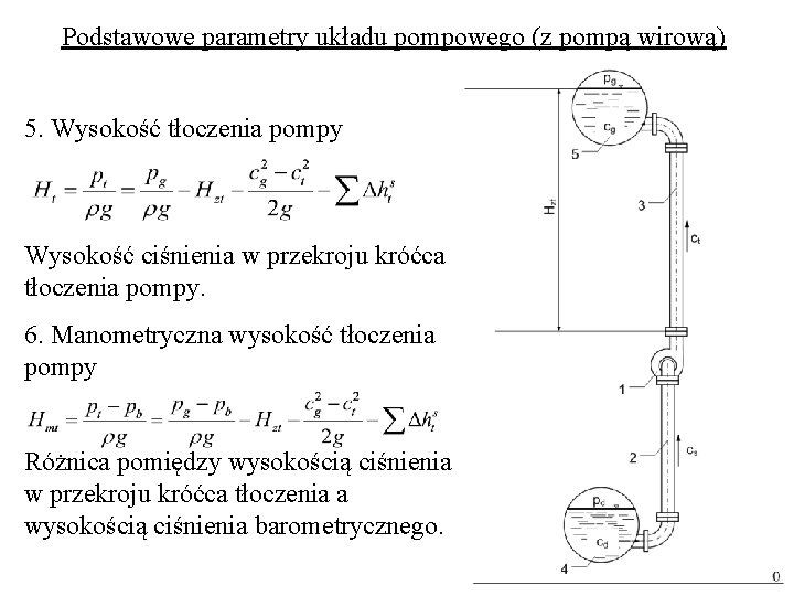 Podstawowe parametry układu pompowego (z pompą wirową) 5. Wysokość tłoczenia pompy Wysokość ciśnienia w Podstawowe parametry układu pompowego (z pompą wirową) 5. Wysokość tłoczenia pompy Wysokość ciśnienia w