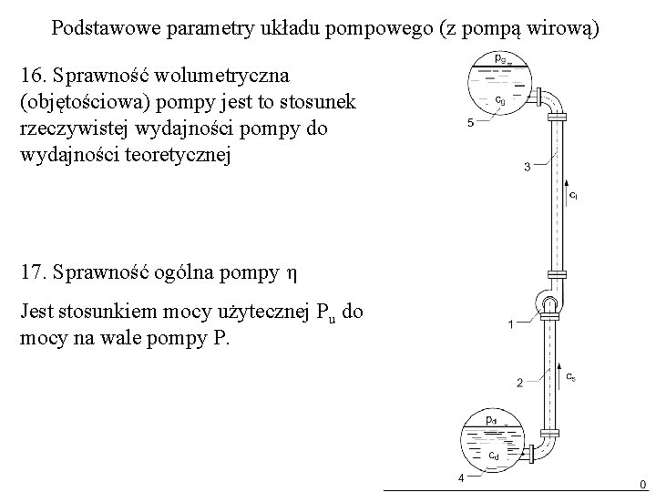 Podstawowe parametry układu pompowego (z pompą wirową) 16. Sprawność wolumetryczna (objętościowa) pompy jest to Podstawowe parametry układu pompowego (z pompą wirową) 16. Sprawność wolumetryczna (objętościowa) pompy jest to