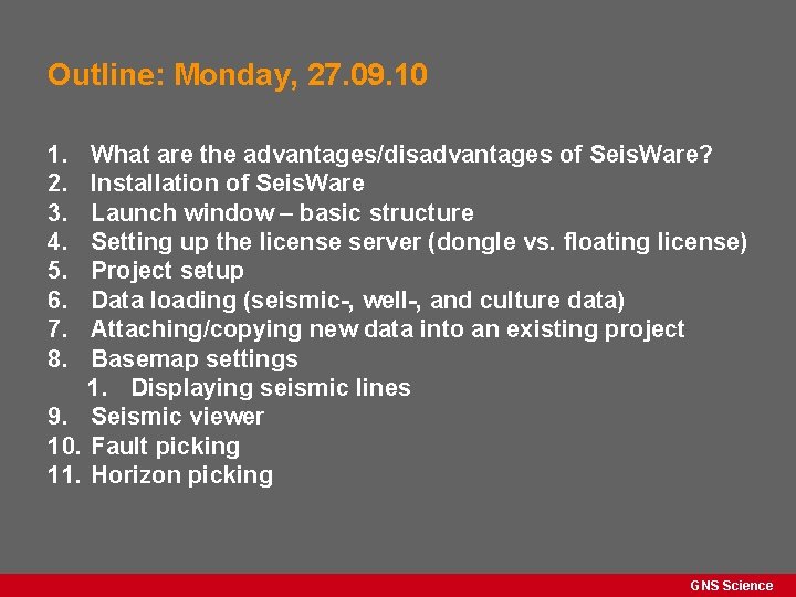 Outline: Monday, 27. 09. 10 1. 2. 3. 4. 5. 6. 7. 8. What