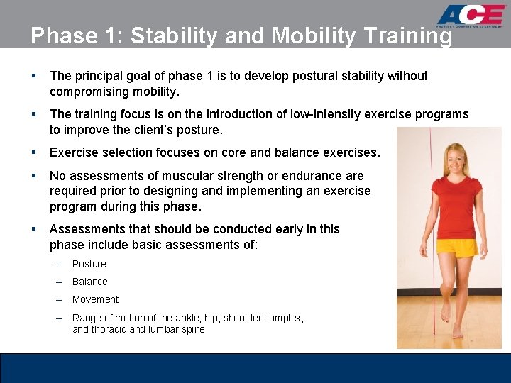 Phase 1: Stability and Mobility Training § The principal goal of phase 1 is