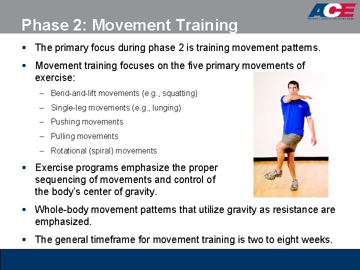 Phase 2: Movement Training § The primary focus during phase 2 is training movement