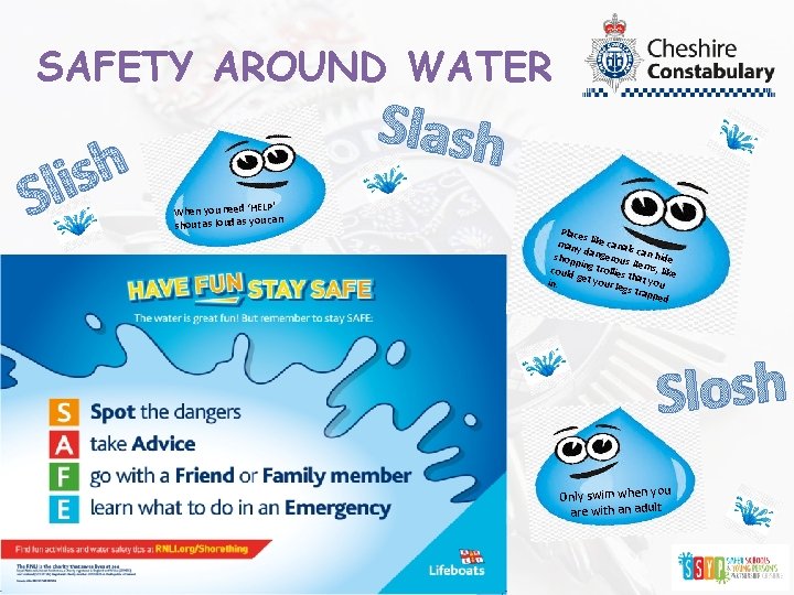 SAFETY AROUND WATER h s i l S Slash P’ When you need ‘HEL