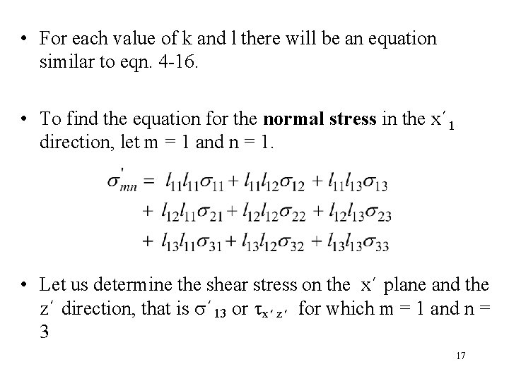  • For each value of k and l there will be an equation