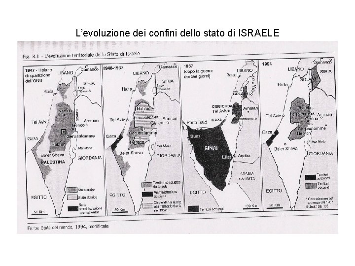 L’evoluzione dei confini dello stato di ISRAELE 