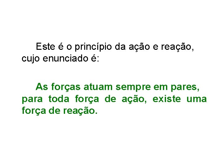 Este é o princípio da ação e reação, cujo enunciado é: As forças atuam