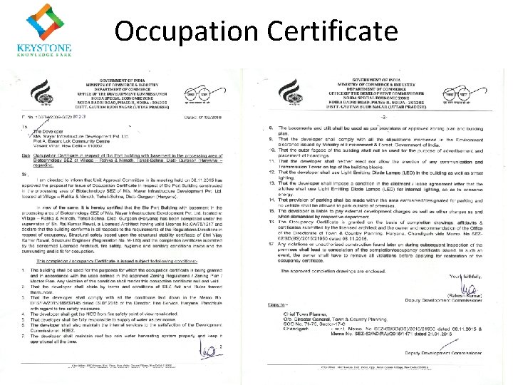 Occupation Certificate 