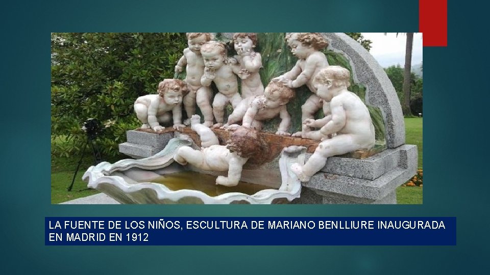 LA FUENTE DE LOS NIÑOS, ESCULTURA DE MARIANO BENLLIURE INAUGURADA EN MADRID EN 1912