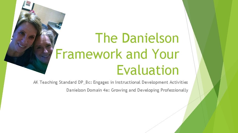 The Danielson Framework and Your Evaluation AK Teaching Standard DP_8 c: Engages in Instructional