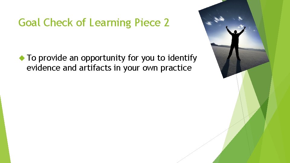 Goal Check of Learning Piece 2 To provide an opportunity for you to identify