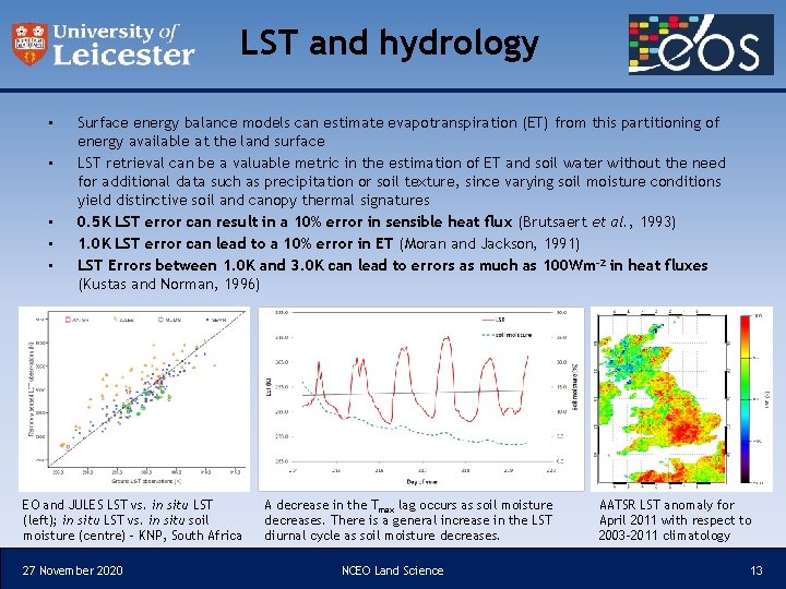 LST and hydrology • • • Surface energy balance models can estimate evapotranspiration (ET)