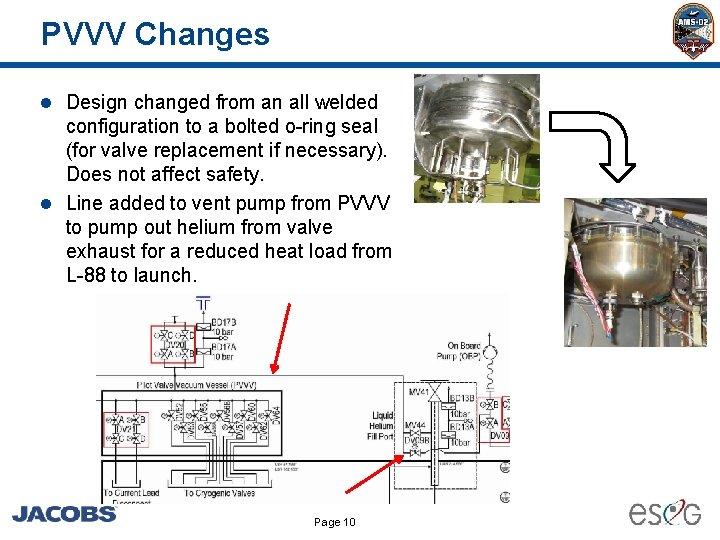 PVVV Changes l Design changed from an all welded configuration to a bolted o-ring