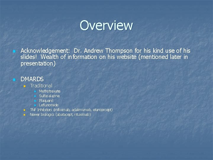 Overview n n Acknowledgement: Dr. Andrew Thompson for his kind use of his slides! Overview n n Acknowledgement: Dr. Andrew Thompson for his kind use of his slides!