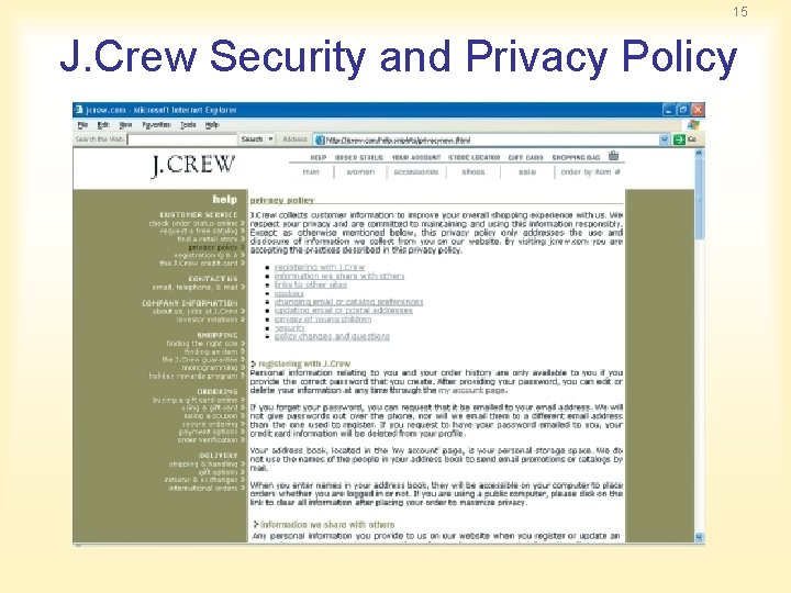 15 J. Crew Security and Privacy Policy 