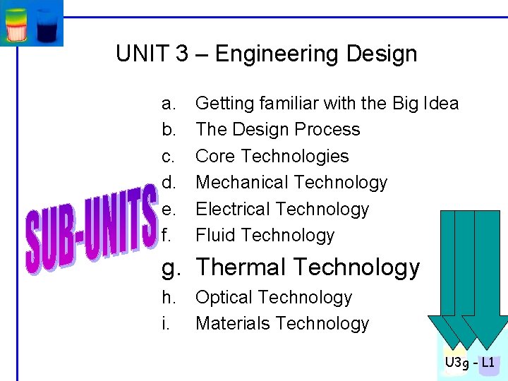 UNIT 3 – Engineering Design a. b. c. d. e. f. Getting familiar with