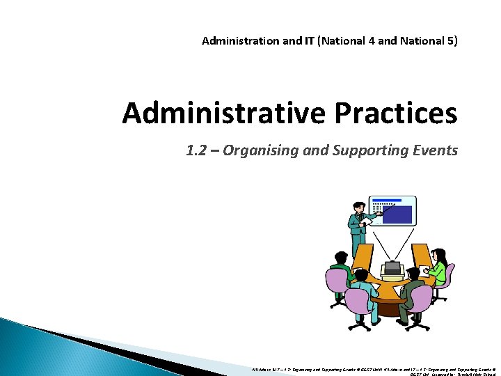 Administration and IT (National 4 and National 5) Administrative Practices 1. 2 – Organising Administration and IT (National 4 and National 5) Administrative Practices 1. 2 – Organising