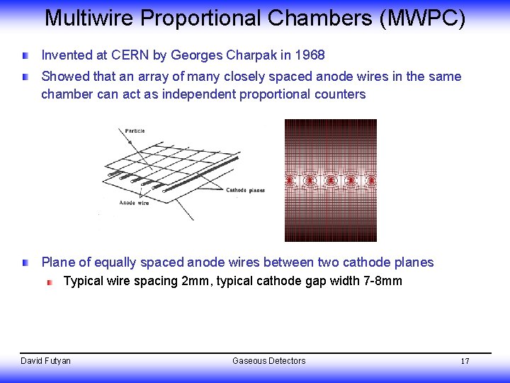 Multiwire Proportional Chambers (MWPC) Invented at CERN by Georges Charpak in 1968 Showed that