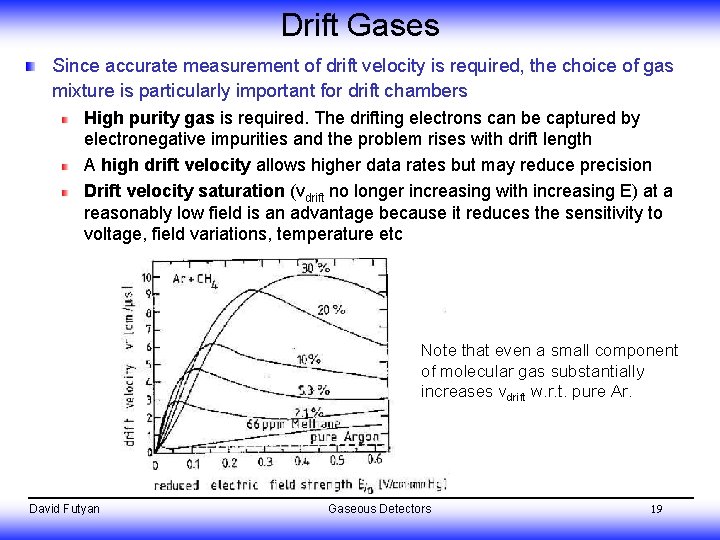 Drift Gases Since accurate measurement of drift velocity is required, the choice of gas