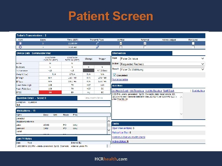 Patient Screen HCRhealth. com 