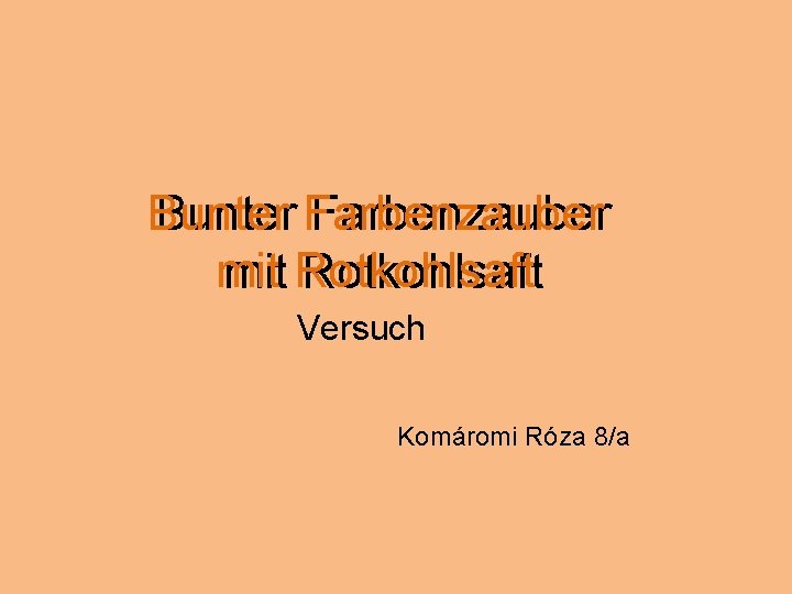 Bunter Farbenzauber mit Rotkohlsaft Versuch Komáromi Róza 8/a 