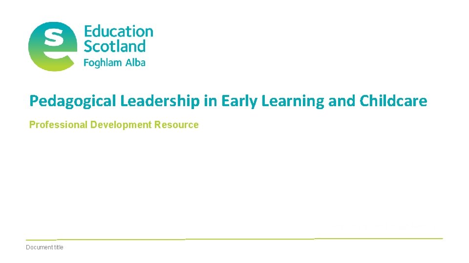 Pedagogical Leadership in Early Learning and Childcare Professional Development Resource Document title 