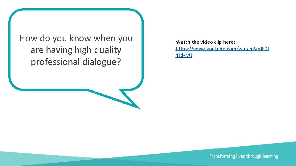 How do you know when you are having high quality professional dialogue? Document title