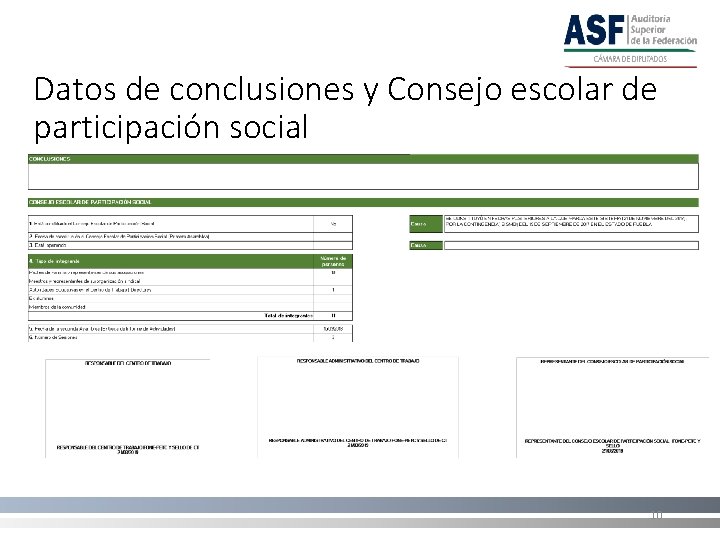 Datos de conclusiones y Consejo escolar de participación social 10 