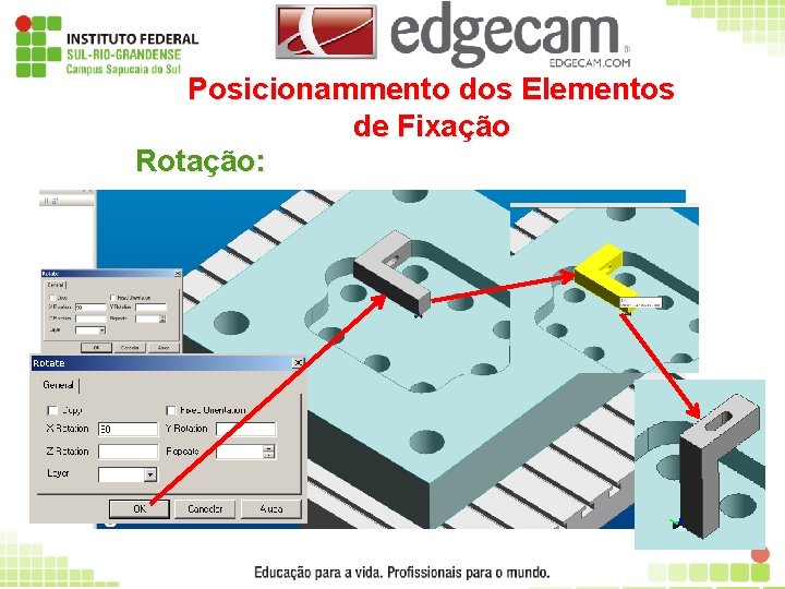 Posicionammento dos Elementos de Fixação Rotação: 