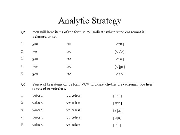 Analytic Strategy 
