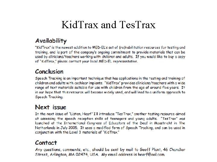 Kid. Trax and Tes. Trax 