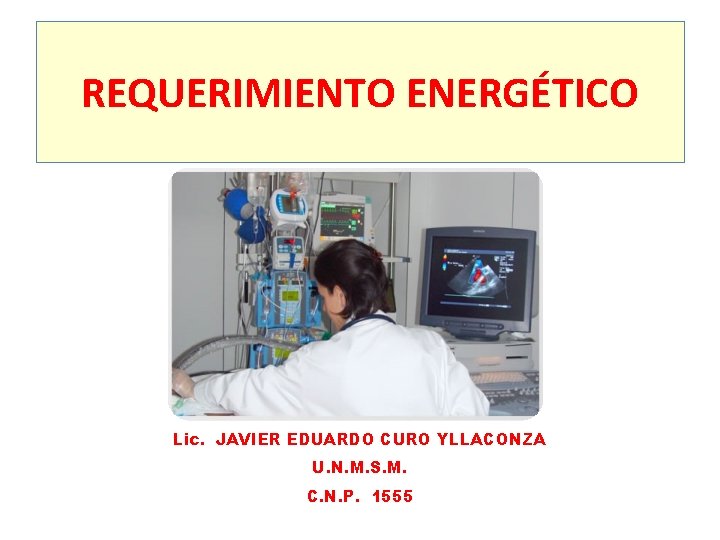 REQUERIMIENTO ENERGÉTICO Lic. JAVIER EDUARDO CURO YLLACONZA U. N. M. S. M. C. N.