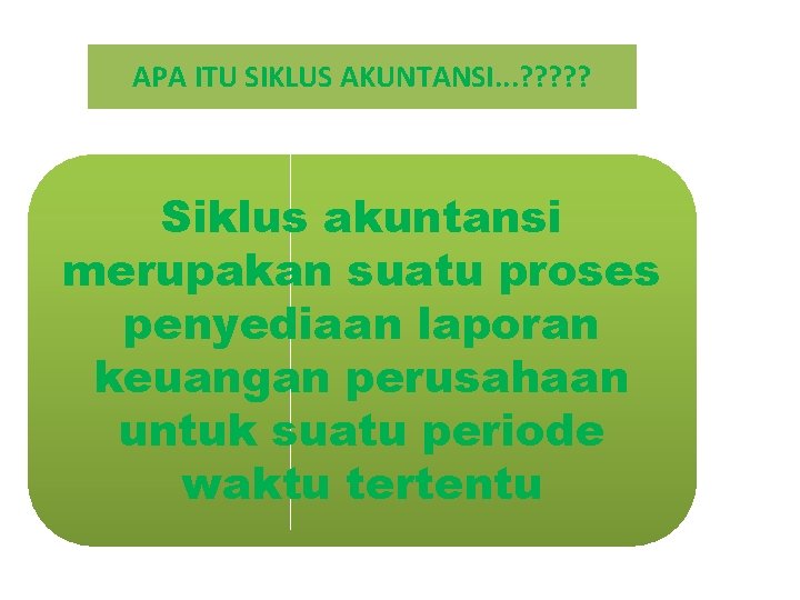 APA ITU SIKLUS AKUNTANSI. . . ? ? ? Siklus akuntansi merupakan suatu proses