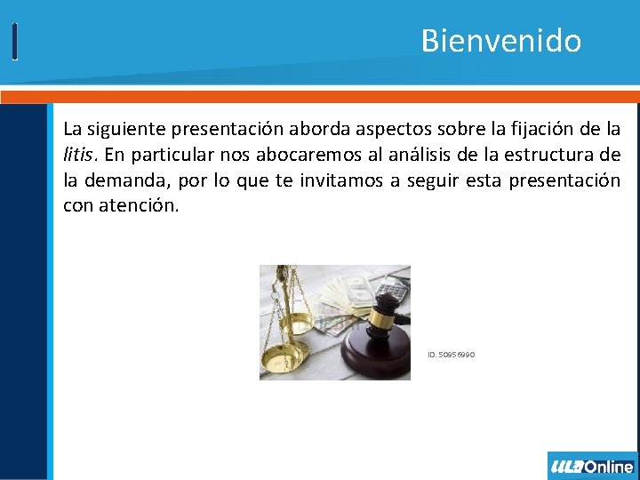 Bienvenido La siguiente presentación aborda aspectos sobre la fijación de la litis. En particular