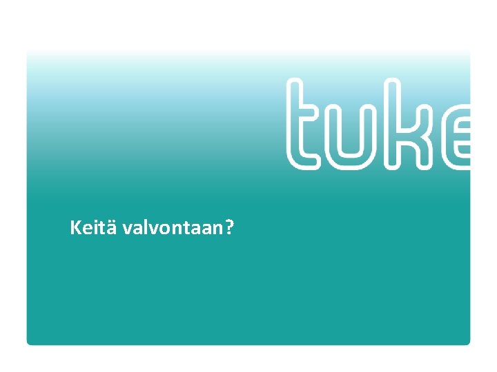 Keitä valvontaan? Turvallisuus- ja kemikaalivirasto • 