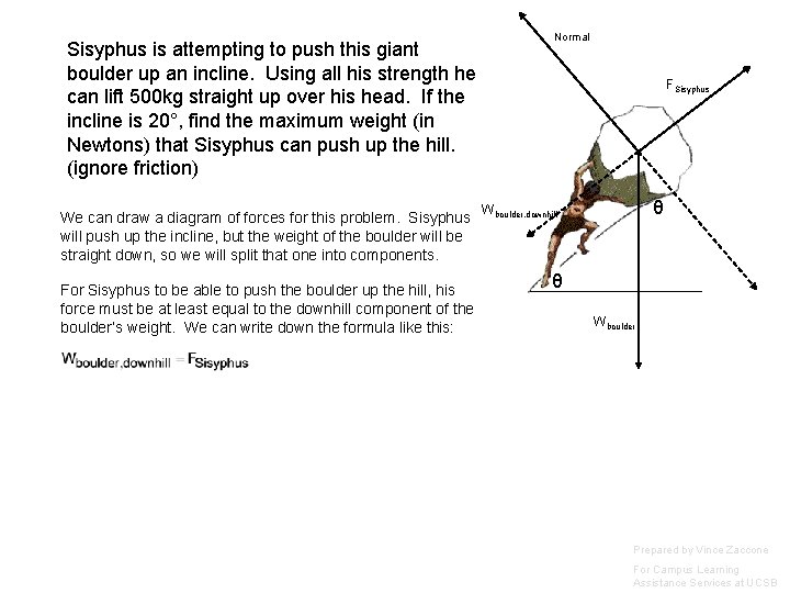 Sisyphus is attempting to push this giant boulder up an incline. Using all his