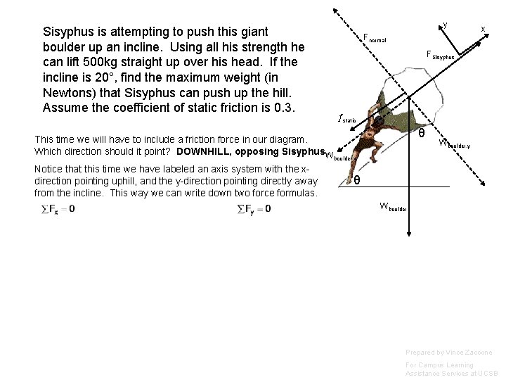 Sisyphus is attempting to push this giant boulder up an incline. Using all his