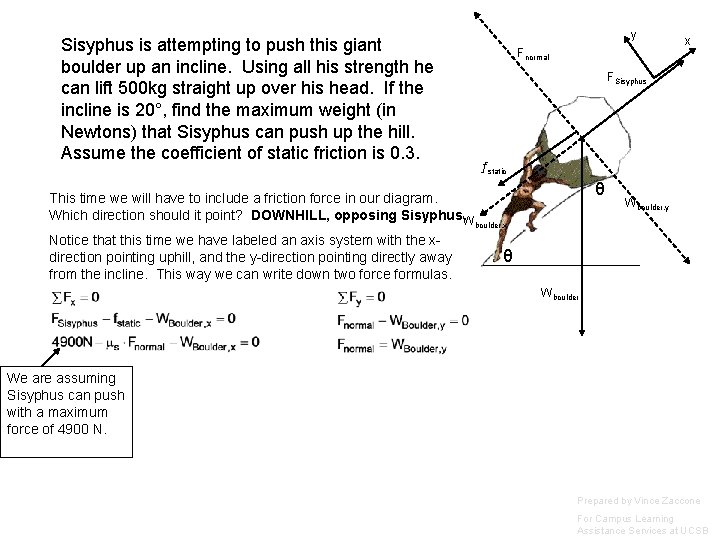 Sisyphus is attempting to push this giant boulder up an incline. Using all his