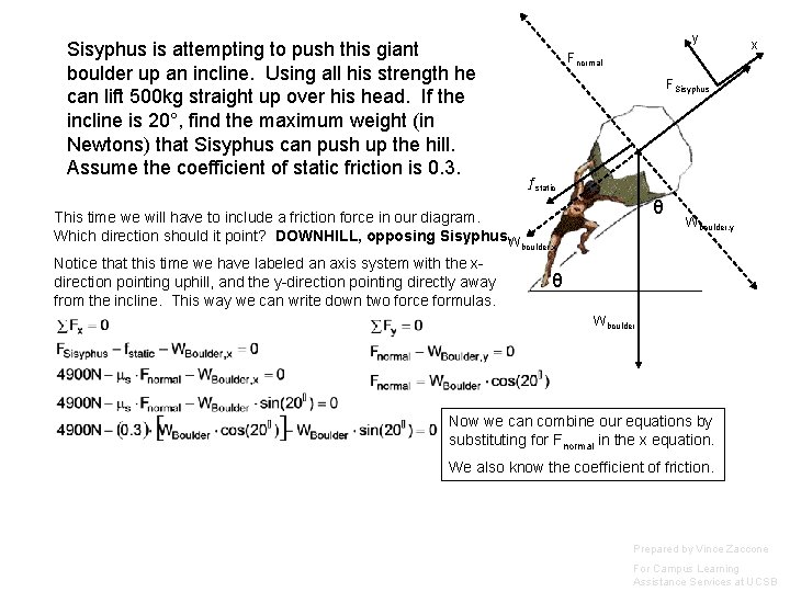 Sisyphus is attempting to push this giant boulder up an incline. Using all his