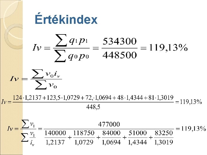 Értékindex Értékindex